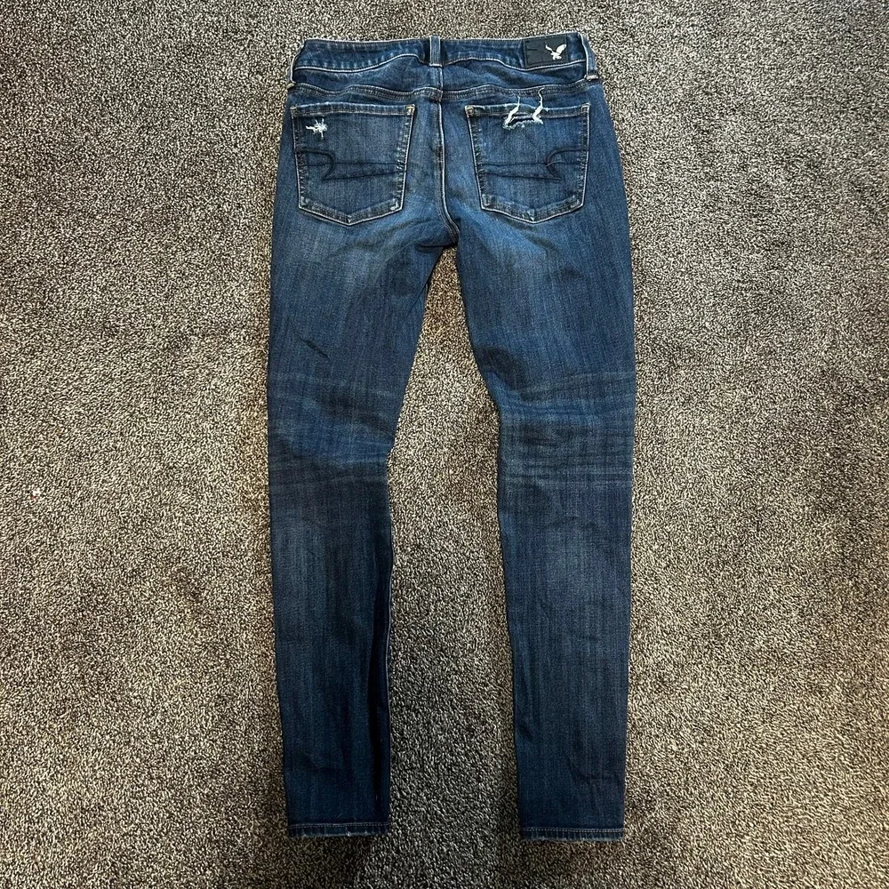 American Eagle Jegging Womens 4 Blue Excellent 360 Super Stretch Distressed